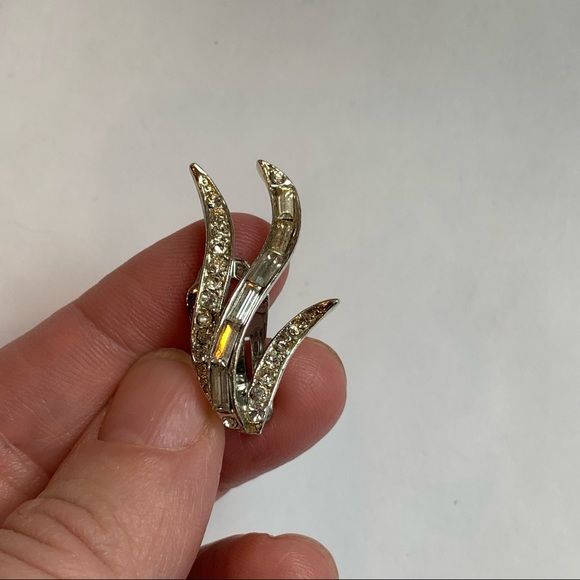 Lot 5 Pair Clip On Earrings Vintage Rhinestone Crystal Silver Gold Tone Costume - Picture 2 of 15
